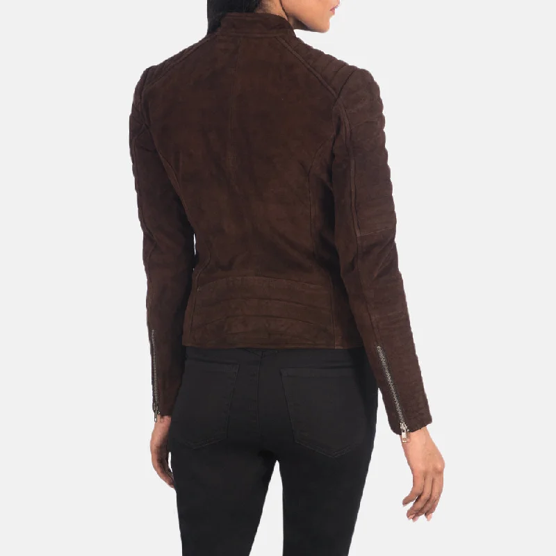 Adalyn Quilted Mocha Suede Biker Jacket