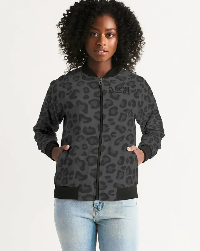 AKH Black Leopard Women's Bomber Jacket