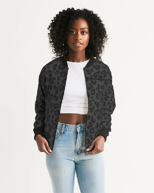 AKH Black Leopard Women's Bomber Jacket