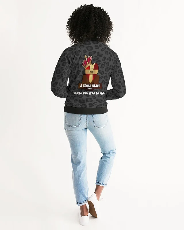 AKH Black Leopard Women's Bomber Jacket