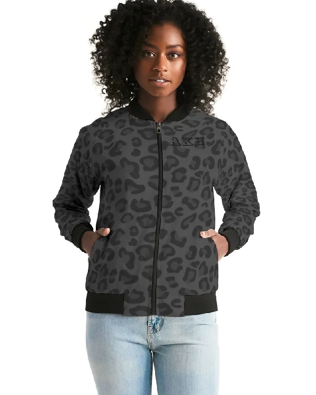 AKH Black Leopard Women's Bomber Jacket