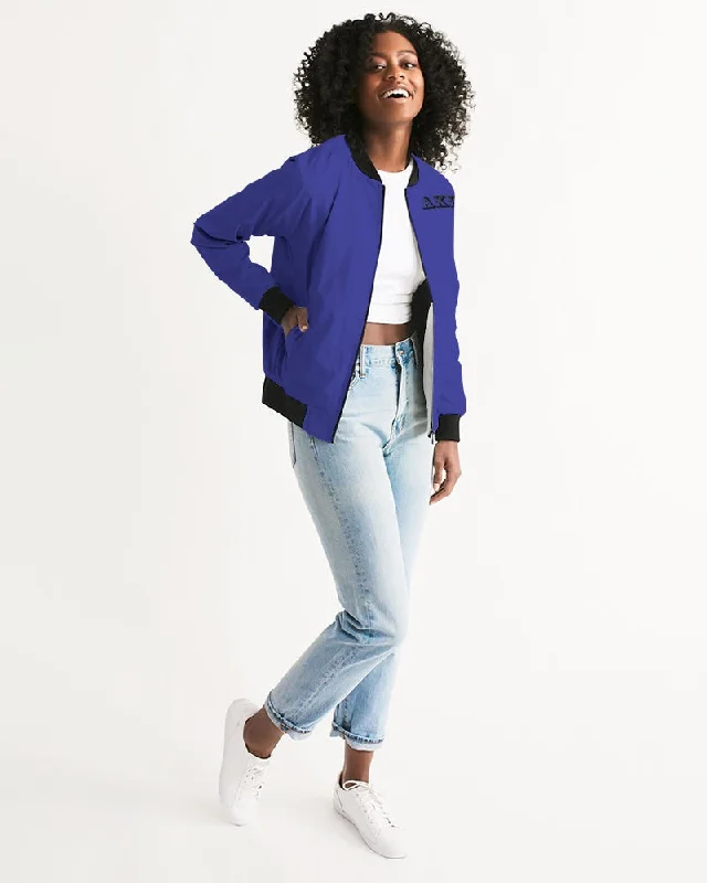 AKH Blue & Black Women's Bomber Jacket