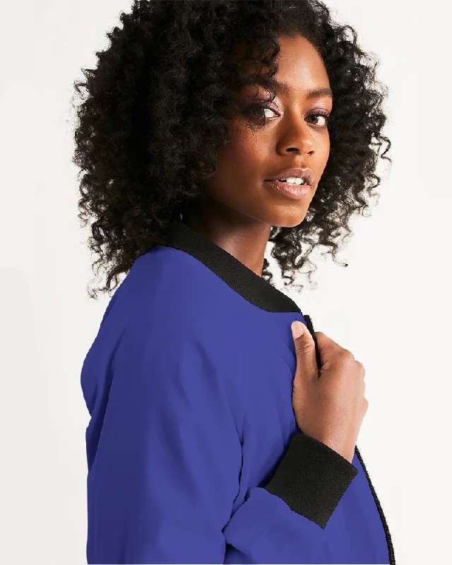 AKH Blue & Black Women's Bomber Jacket