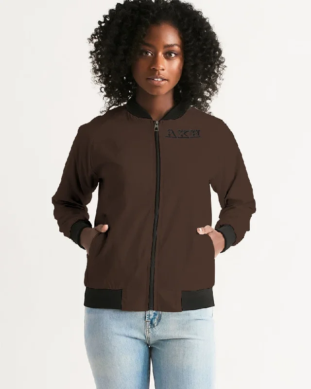 AKH Brown & Black Women's Bomber Jacket