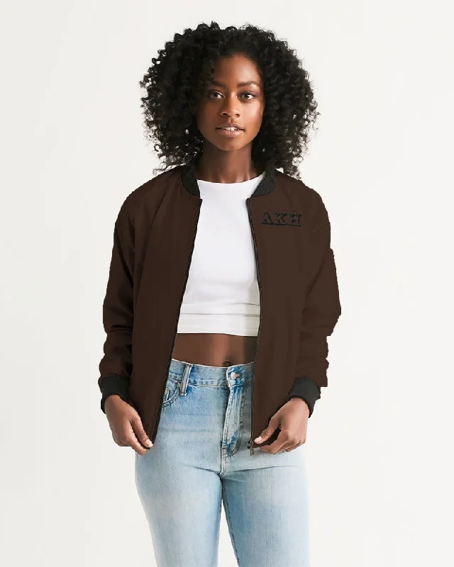 AKH Brown & Black Women's Bomber Jacket