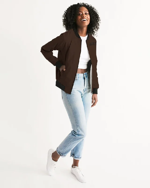 AKH Brown & Black Women's Bomber Jacket