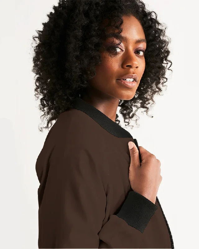 AKH Brown & Black Women's Bomber Jacket