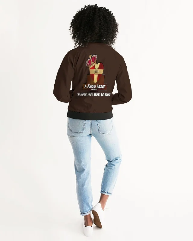 AKH Brown & Black Women's Bomber Jacket