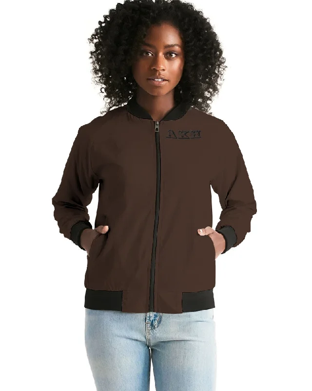 AKH Brown & Black Women's Bomber Jacket