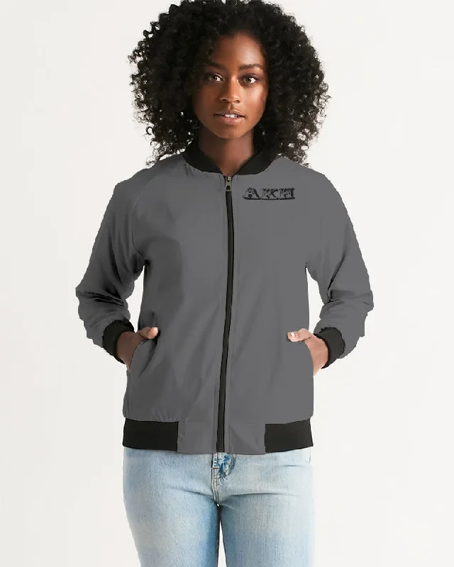 AKH Grey & Black Women's Bomber Jacket