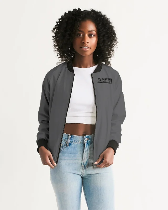 AKH Grey & Black Women's Bomber Jacket