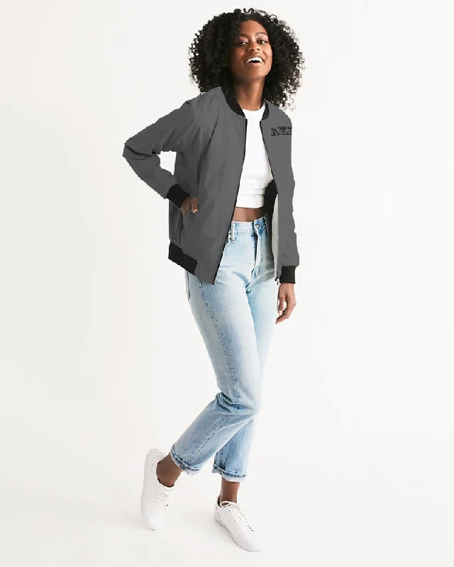 AKH Grey & Black Women's Bomber Jacket