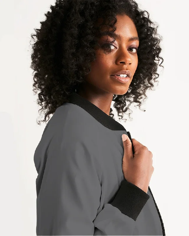 AKH Grey & Black Women's Bomber Jacket