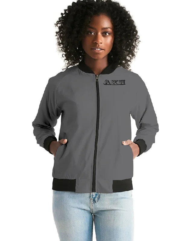 AKH Grey & Black Women's Bomber Jacket