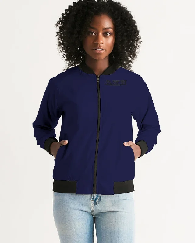 AKH Navy Blue & Black Women's Bomber Jacket