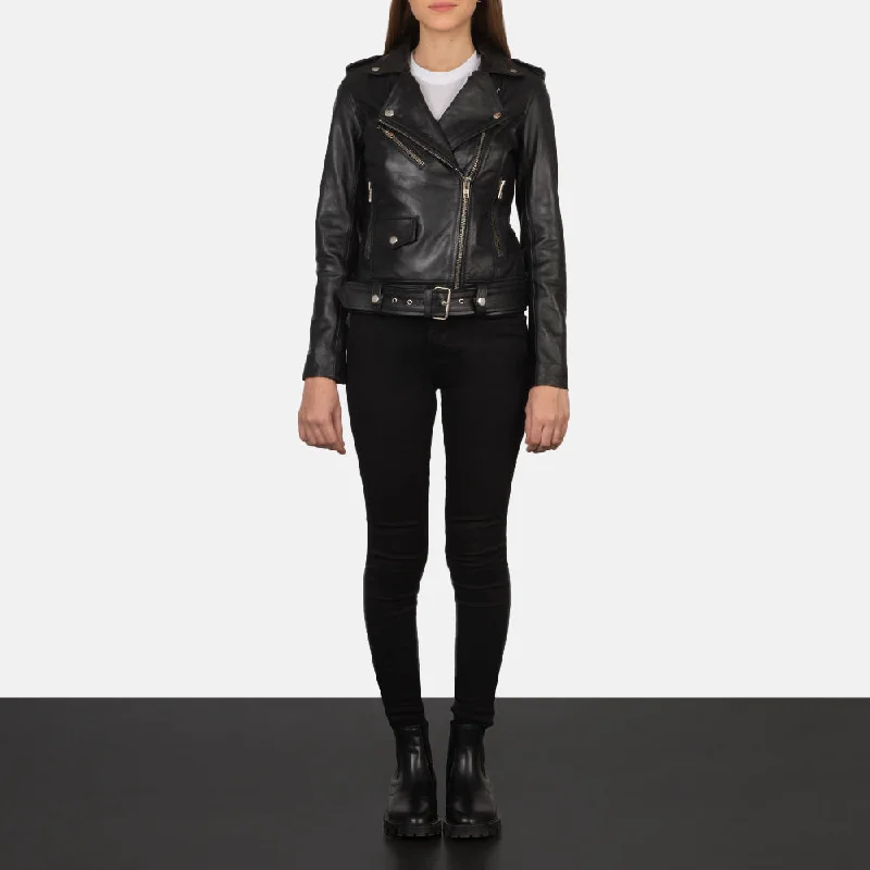 Alison Black Leather Biker Jacket