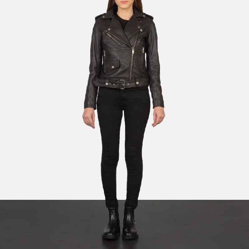 Alison Brown Leather Biker Jacket