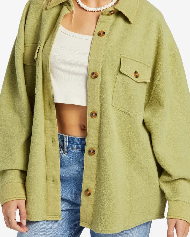 Anytime Shacket Oversized Button-Through Jacket - Avocado