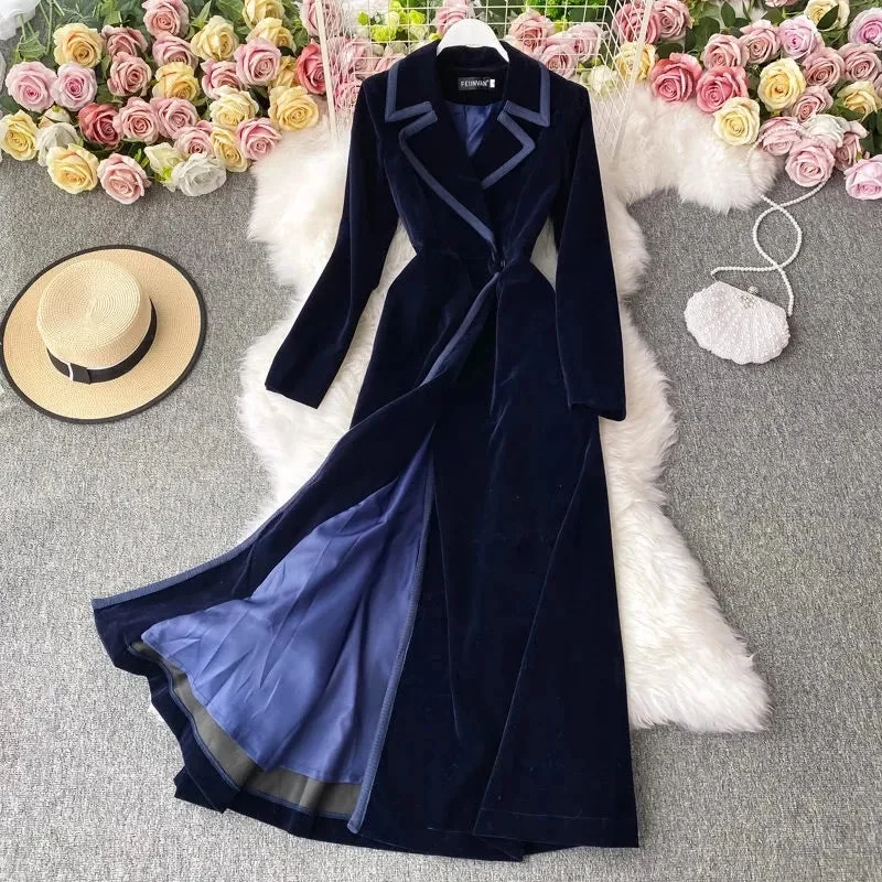 Ladies Velvet Long Coat