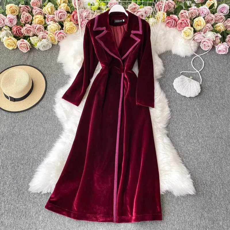 Ladies Velvet Long Coat