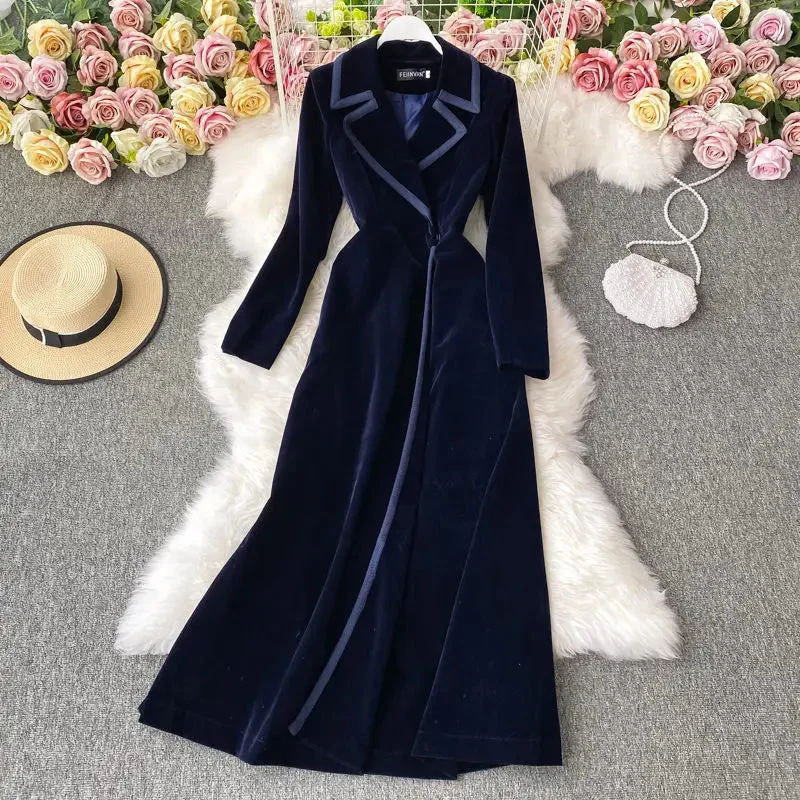 Ladies Velvet Long Coat