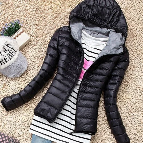 Autumn Winter Women Basic Jacket Coat Hooded