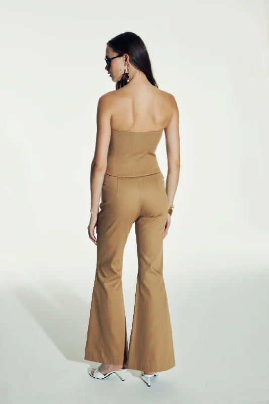 Avrell Cotton Flared Trousers in Golden Straw