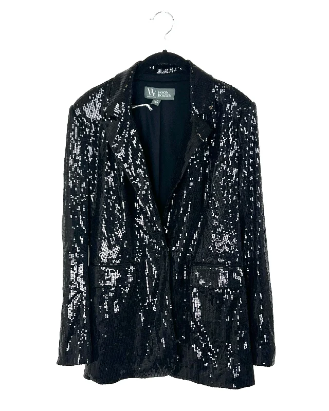 Black Sequin Blazer - Extra Small