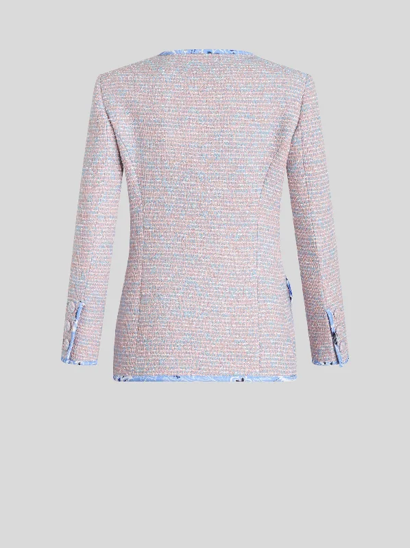 Blue and pink tweed jacket