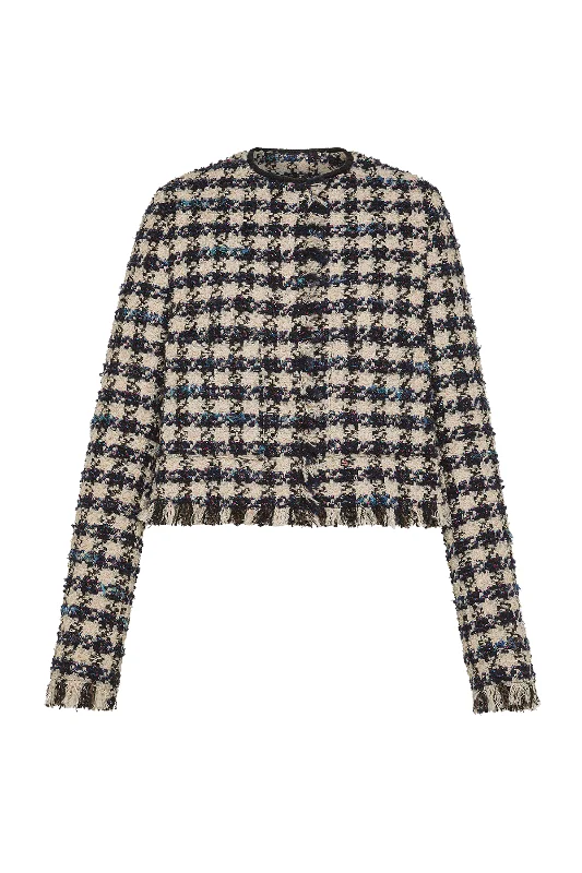 Boxy Houndstooth Tweed Jacket