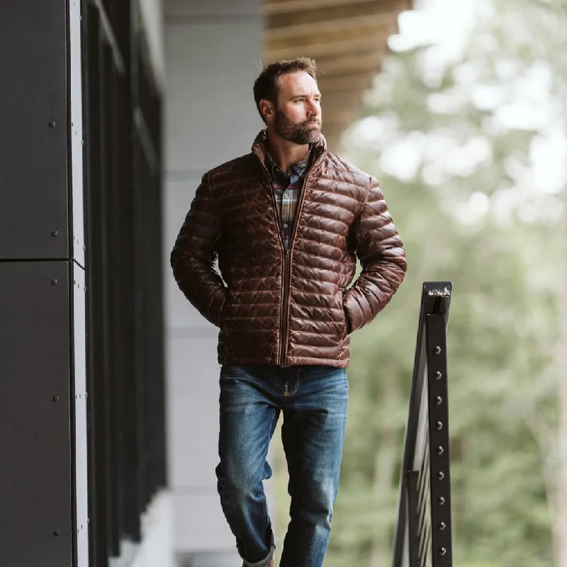 Bridger Leather Down Jacket | Dark Brown