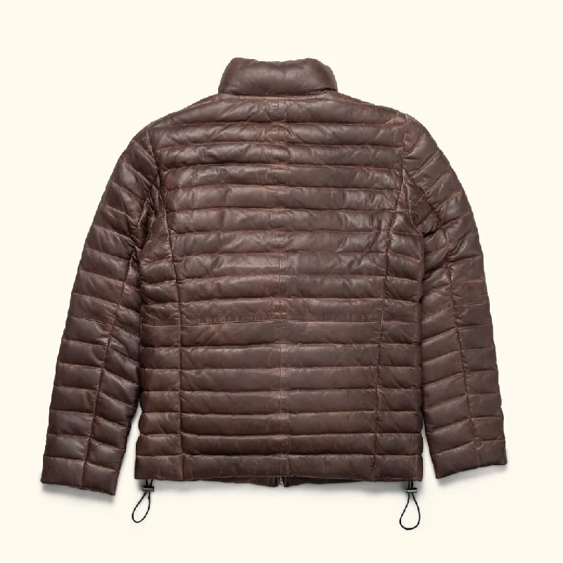 Bridger Leather Down Jacket | Dark Brown