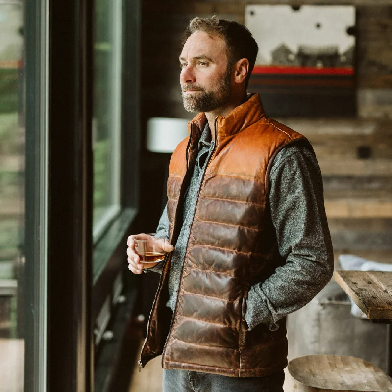 Bridger Leather Down Vest | Tan & Brown