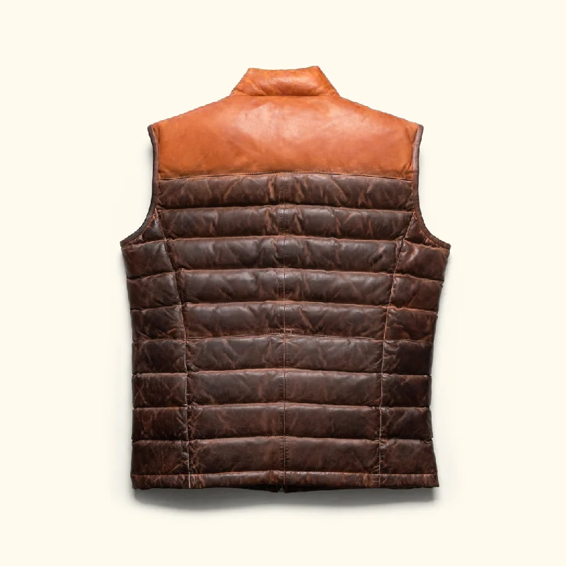 Bridger Leather Down Vest | Tan & Brown