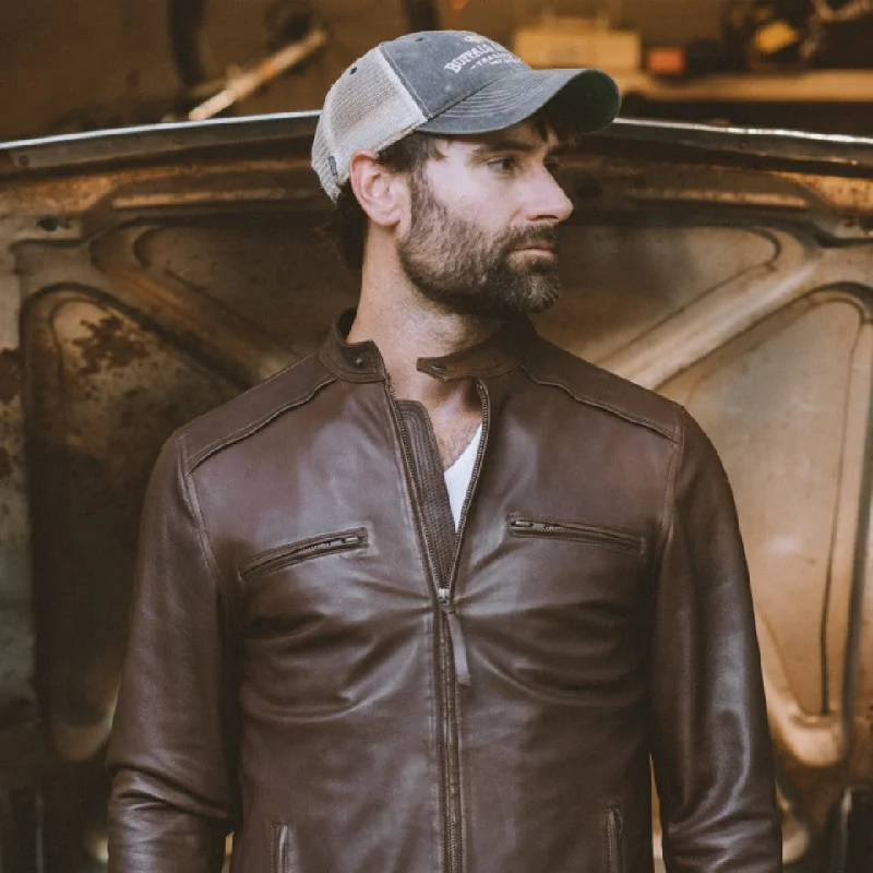 Thompson Leather Moto Jacket | Brown