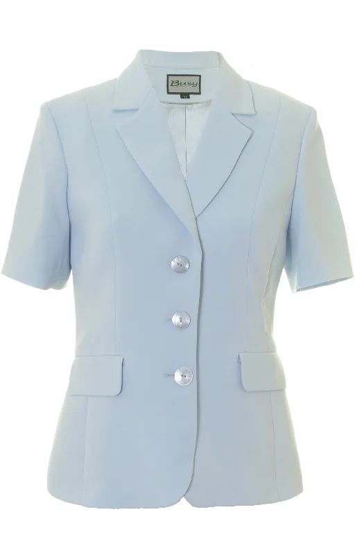 Busy Clothing Womens Light Blue Short Sleeve Jacket