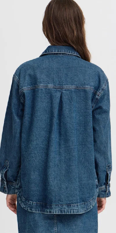 B.Young Studded Denim Shirt Jacket