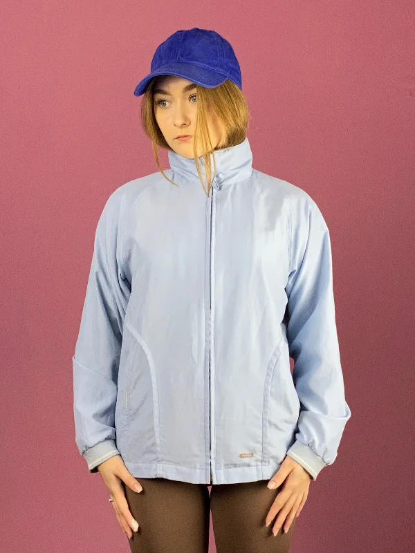 Champion Vintage Women's Windbraker Jacket - S Blue Polyester