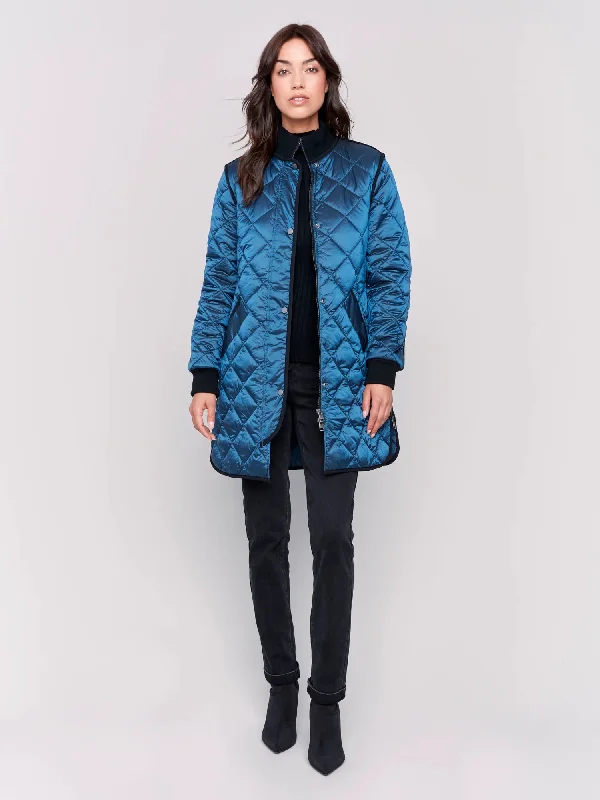 Charlie B Quilted Jacket With Rib - C6253R - 135B