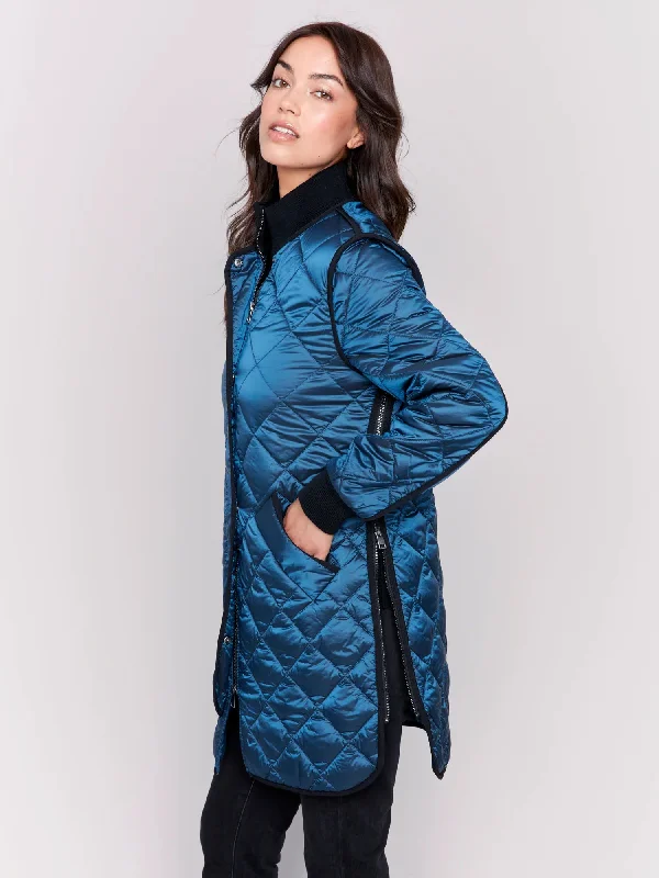 Charlie B Quilted Jacket With Rib - C6253R - 135B