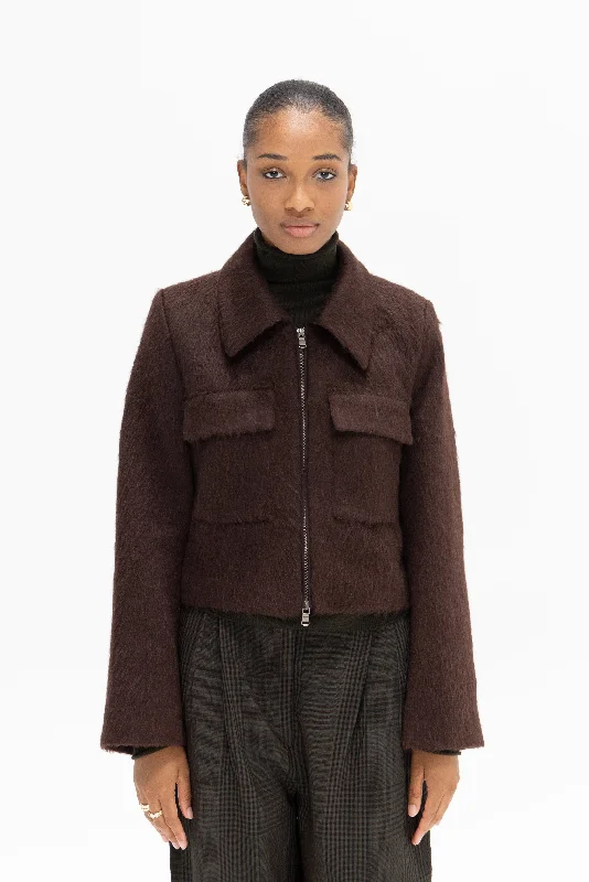 Jendayi Faux Fur Jacket, Dark Chocolate