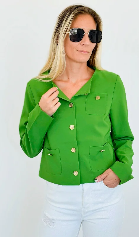 Classic Gold Buttoned Jacket - Green