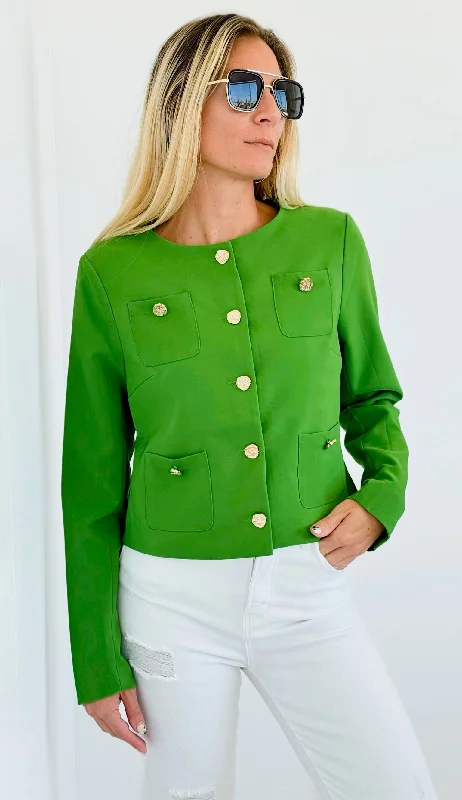 Classic Gold Buttoned Jacket - Green