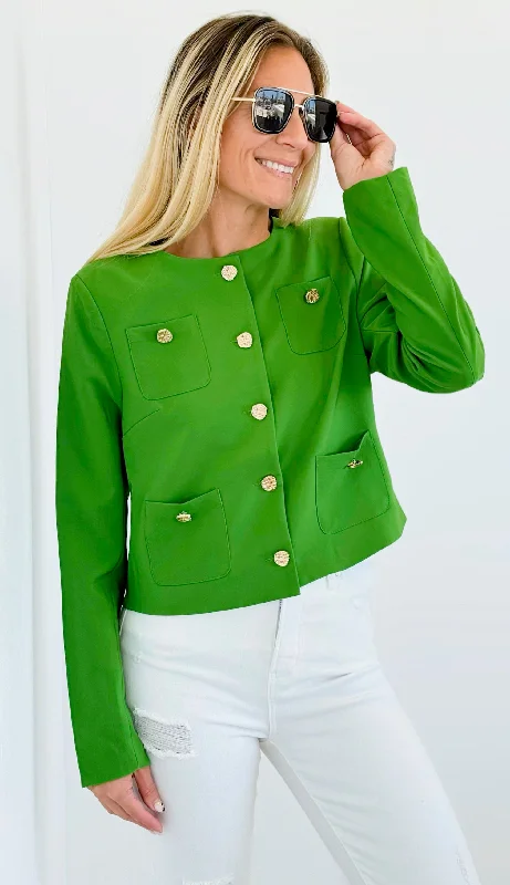 Classic Gold Buttoned Jacket - Green