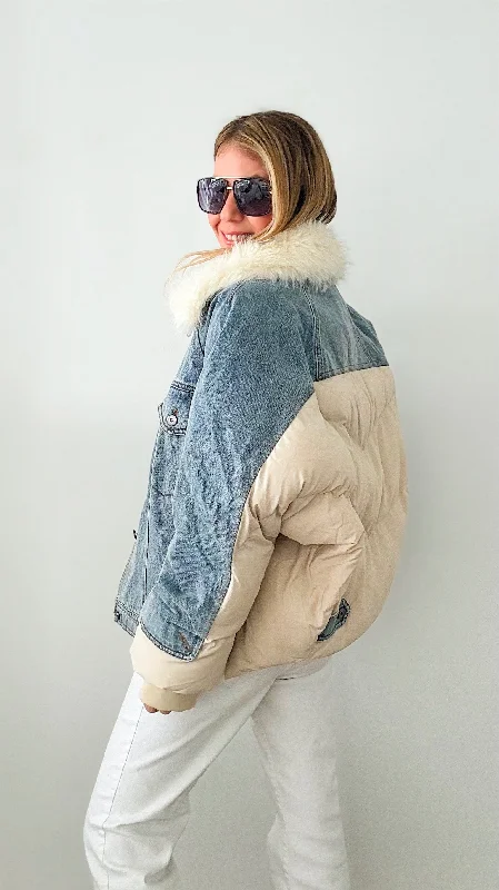 Mega Denim Puff & Faux Fur Jacket