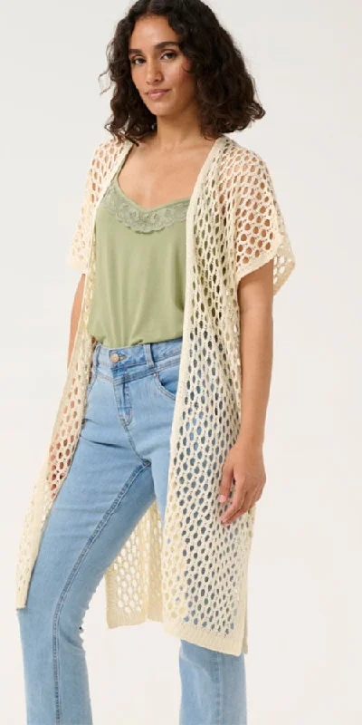 Cream Crochet Open Vest