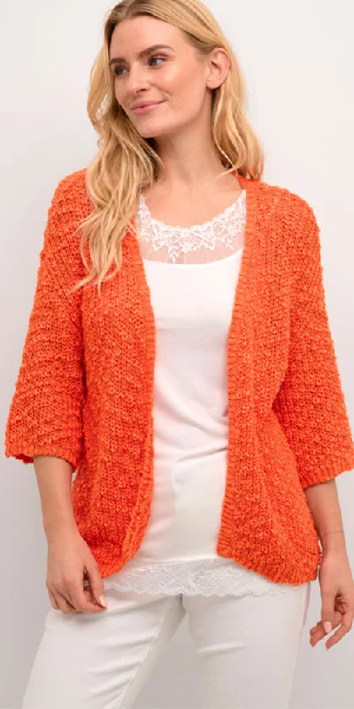 Cream Textured Cardy, orange