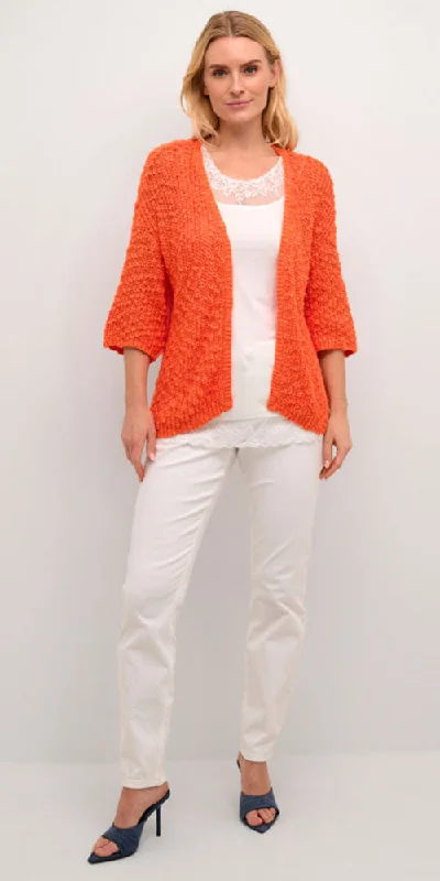 Cream Textured Cardy, orange