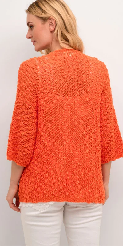 Cream Textured Cardy, orange