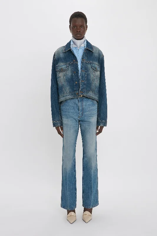 Cropped Denim Jacket In Heavy Vintage Indigo Wash